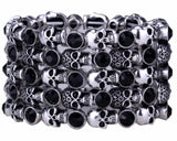 YACQ Skull Skeleton Stretch Cuff Bracelet Women Biker Bling Crystal Jewelry