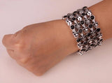 YACQ Skull Skeleton Stretch Cuff Bracelet Women Biker Bling Crystal Jewelry