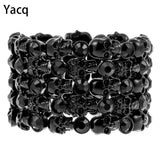 YACQ Skull Skeleton Stretch Cuff Bracelet Women Biker Bling Crystal Jewelry