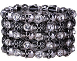YACQ Skull Skeleton Stretch Cuff Bracelet Women Biker Bling Crystal Jewelry