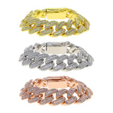Hip Hop Iced Out Baguette CZ Bracelet Bangle Punk Cuban Chain Jewelry