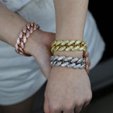Hip Hop Iced Out Baguette CZ Bracelet Bangle Punk Cuban Chain Jewelry