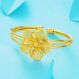 Flower Shape Cuff Bangle Bracelet 24K Open Jewelry