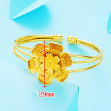 Flower Shape Cuff Bangle Bracelet 24K Open Jewelry