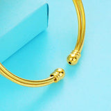 Flower Shape Cuff Bangle Bracelet 24K Open Jewelry