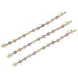 Geometric Rainbow Cz Flower Charm Bracelet for Girls