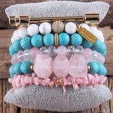 Boho Stack 6pc Beaded Bracelet Bangle Set for Women