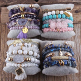 Boho Stack 6pc Beaded Bracelet Bangle Set for Women