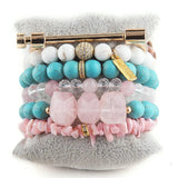 Boho Stack 6pc Beaded Bracelet Bangle Set for Women
