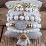 Boho Stack 6pc Beaded Bracelet Bangle Set for Women