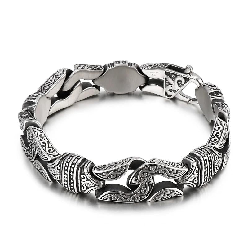 14mm Boxing Bracelet Mens Stainless Steel Wristband Silver Jewelry