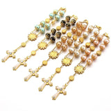 Catholic Rosary Necklace Glass Pearl Beads Decade Rosary Pendent For Women