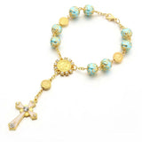 Catholic Rosary Necklace Glass Pearl Beads Decade Rosary Pendent For Women