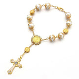Catholic Rosary Necklace Glass Pearl Beads Decade Rosary Pendent For Women