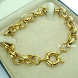 11mm Belcher Bolt Ring Link Bracelet Men Women Solid Jewellery B164