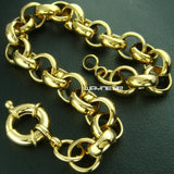 11mm Belcher Bolt Ring Link Bracelet Men Women Solid Jewellery B164