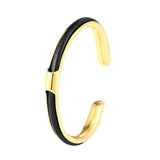 Stainless Steel Cuban Cuff Bangle Leather Bracelet