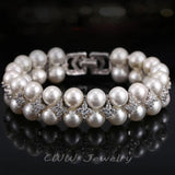 CWWZircons Double Rows Zirconia Big Bridal Bracelet for Women