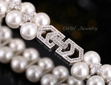 CWWZircons Double Rows Zirconia Big Bridal Bracelet for Women