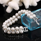 CWWZircons Double Rows Zirconia Big Bridal Bracelet for Women