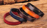 5pcs Multi-Color Single Band Leather Bracelet Wristband