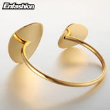 Flower Petals Cuff Bracelet Stainless Steel Bangle For Women