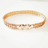 585 Rose Jewelry Men Bracelet Bangle Wide Metal Hand Link Charm