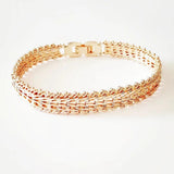 585 Rose Jewelry Men Bracelet Bangle Wide Metal Hand Link Charm
