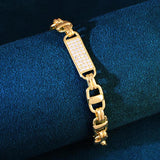 Men's Square Clustered Cuban Chain Bracelet Hip Hop Zirconia Rock Jewelry