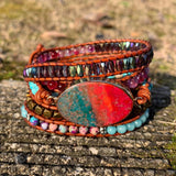 5-Layer Leather Wrap Bracelet with Boho Stone - Supplier