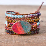 5-Layer Leather Wrap Bracelet with Boho Stone - Supplier