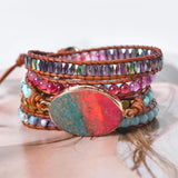 5-Layer Leather Wrap Bracelet with Boho Stone - Supplier