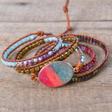 5-Layer Leather Wrap Bracelet with Boho Stone - Supplier