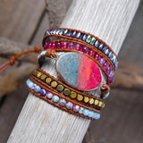 5-Layer Leather Wrap Bracelet with Boho Stone - Supplier