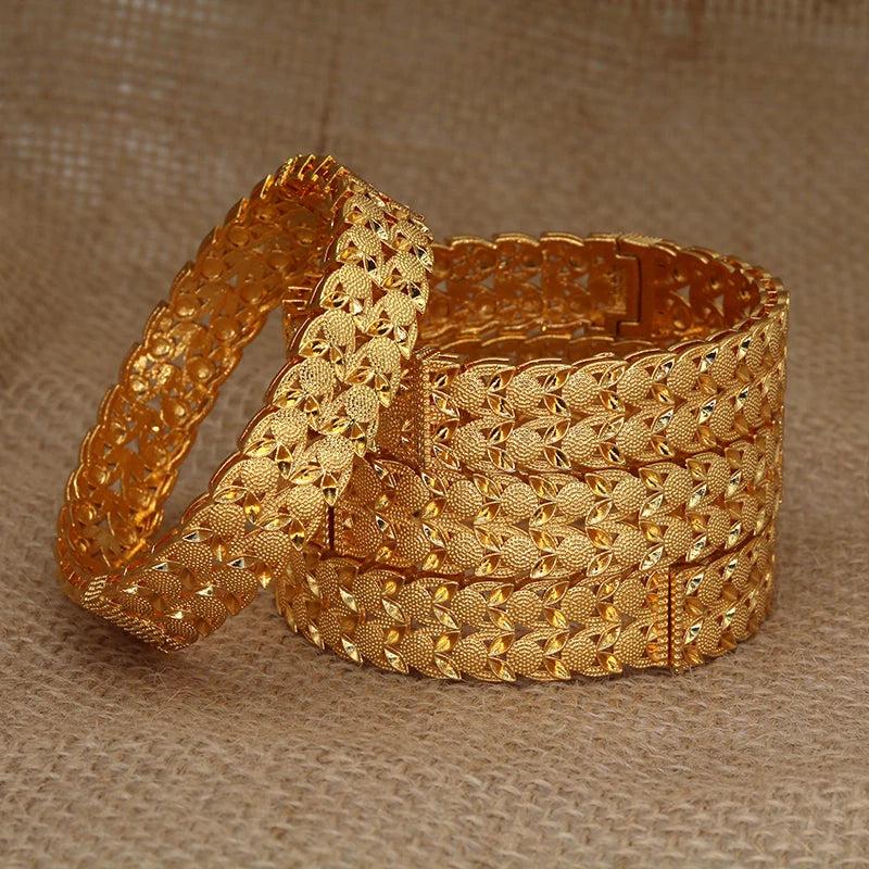 4pcs 24K Bangles Ethiopian Dubai Bangles for Women