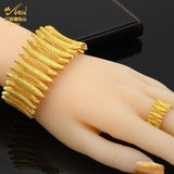 24K Plated Bangles with Ring Nigerian Wedding Bridal Jewelry