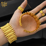 24K Plated Bangles with Ring Nigerian Wedding Bridal Jewelry