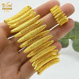 24K Plated Bangles with Ring Nigerian Wedding Bridal Jewelry