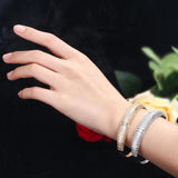 CWWZircons Yellow Armband Bridal Wedding Cuff Bangle BG025