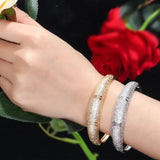 CWWZircons Yellow Armband Bridal Wedding Cuff Bangle BG025