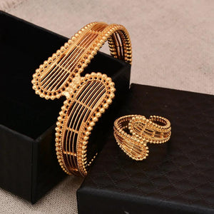 24K Dubai Ring Bangles Set for Women Girls, Dubai African Birthday Bracelets