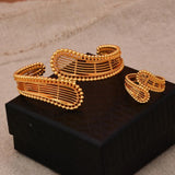 24K Dubai Ring Bangles Set for Women Girls, Dubai African Birthday Bracelets