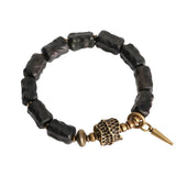Ebony Beads Bracelet with Brass Charm