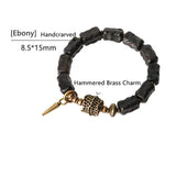 Ebony Beads Bracelet with Brass Charm
