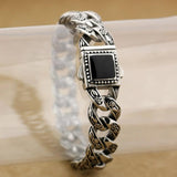 Stainless Steel Rose Flower Bracelet Men's Biker Chain