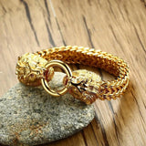 Double Lion Head Chain Bracelet Men Stainless Steel Hip Hop Punk Jewelry