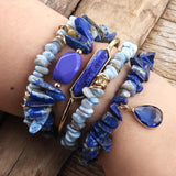 RH Beaded Bracelet Sets Dorp Charm 5pc Stack Chip Stone Bracelets Bangle Set