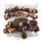 RH Beaded Bracelet Sets Dorp Charm 5pc Stack Chip Stone Bracelets Bangle Set