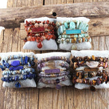 RH Beaded Bracelet Sets Dorp Charm 5pc Stack Chip Stone Bracelets Bangle Set