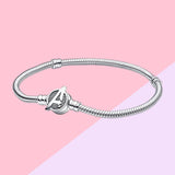 925 Silver Snake Chain Bracelet A Letter Bead Charm Bangle